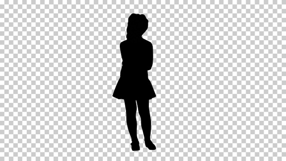 Silhouette little girl standing, Alpha Channel