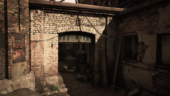 Abandoned Industry Buildings at Sunset alt