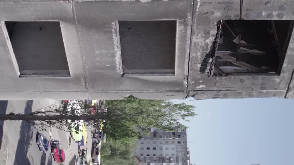 Vertical Video of a House Destroyed By the War in Ukraine