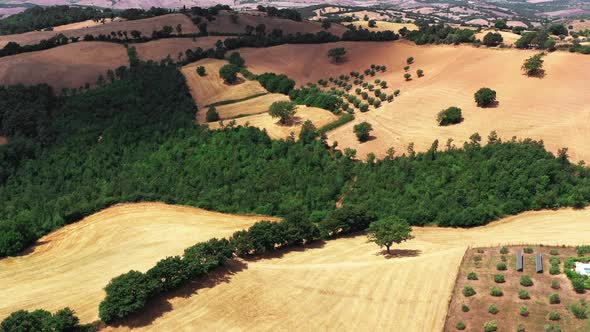 Tuscan Countryside Shot with Drone at Summer Time