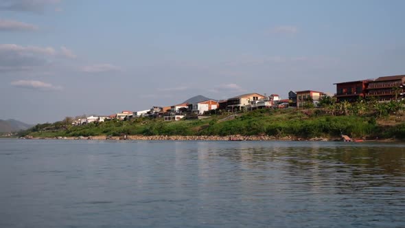 Slow motion of a rural city by the Mekong river