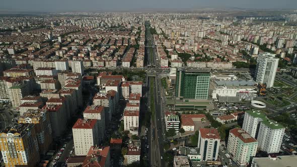 Aerial View On Modern Road With Buildings