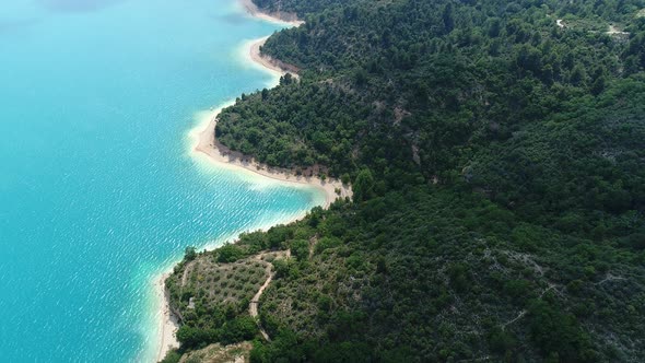 Lake of Sainte-Croix in the Verdon Regional Natural Park from the sky