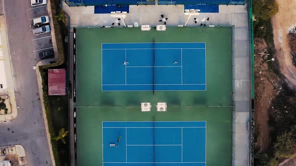 Tennis court aerial view.