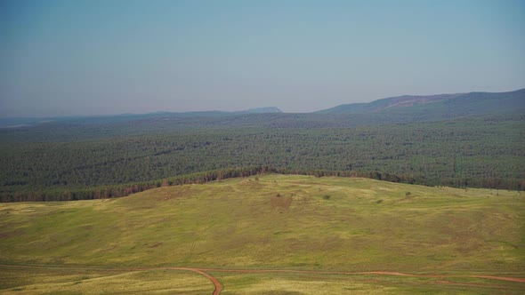 Khuzhir Village, Green Meadows on the Island of Olkhon.