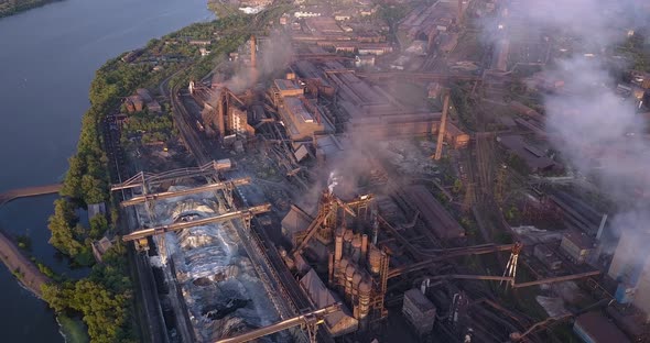 Aerial View of Industrial Zone with Factory