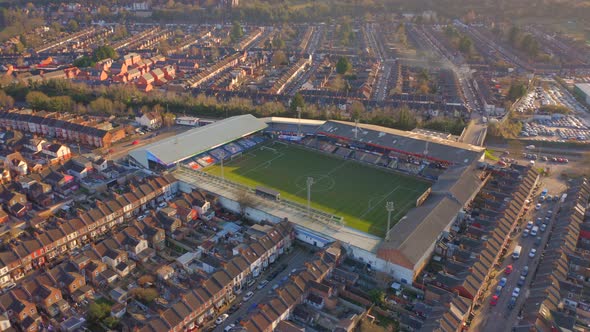 Luton Town Football Club Aerial View of Kenilworth Road Stadium at Sunset