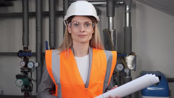 Portrait of Confident Female Engineer of Modern Industry Pretty Smiling Worker