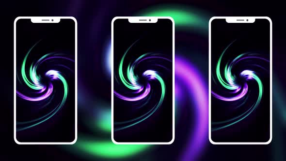 Abstract smartphones with colorful rotating spiral