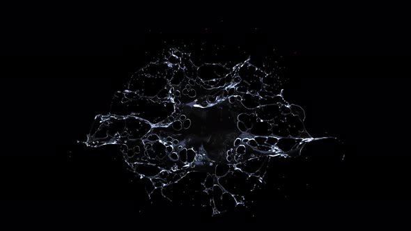 Water splashing explode from center around itself alt