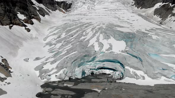 Aerial View of Tuftebreen Glacier in Jostedalsbreen National Park, Norway