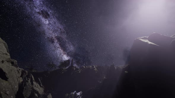 Milky Way Galaxy Over Sandstone Canyon Walls