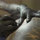 Skilled Tattooist Disposable Gloves Applies Black Image - VideoHive Item for Sale