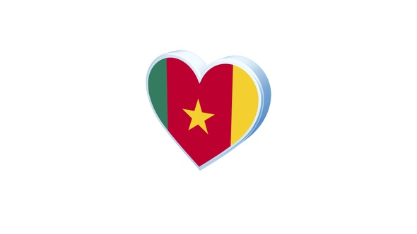 Cameroon Flag Heart Shape