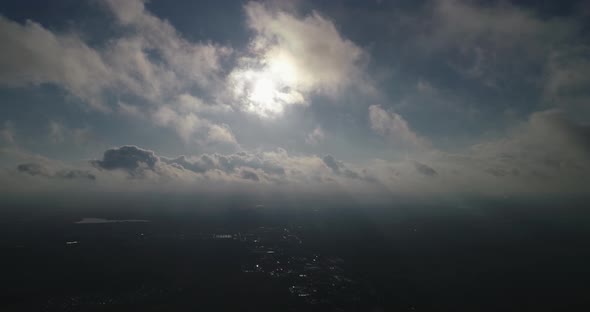 Storm Clouds At An Altitude Of 500 Meters Ukrainian Landscapes City In The Backlight