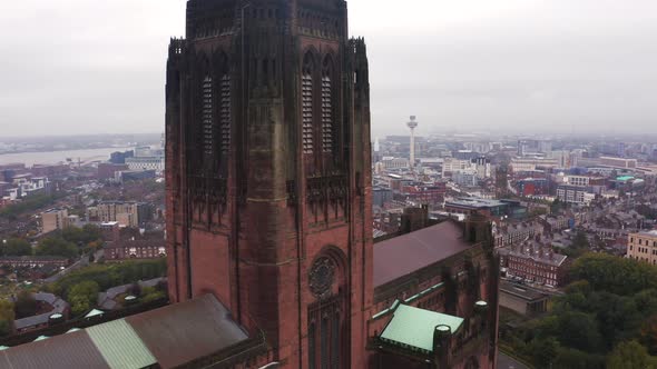 Aerial View of the Liverpool Cathedral or Cathedral Church of Christ