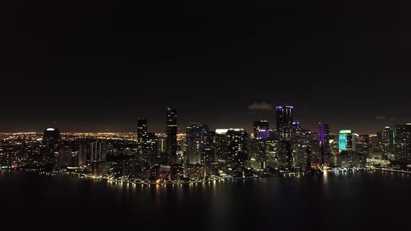 Night scape of Miami Bay at downtown Miami Florida United States