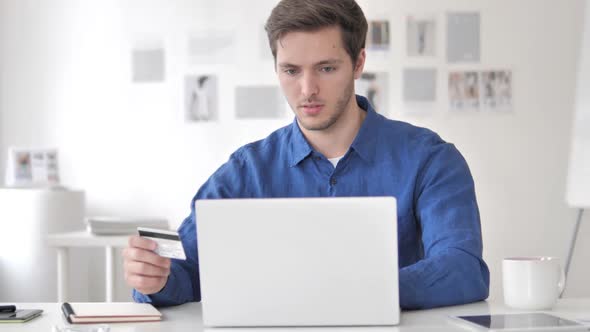 Online Payment Failure for Handsome Casual Young Man
