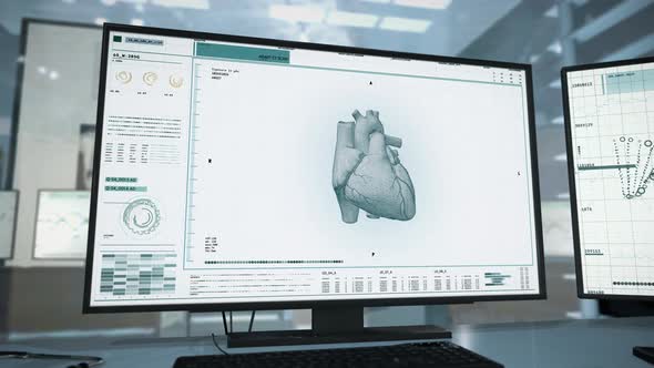 Heart Diseases Monitoring By Futuristic Organ Scanner Clinic Equipment alt