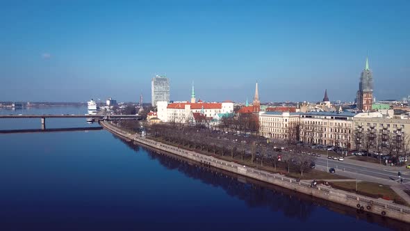 Riga Bridge And Old Town 4k