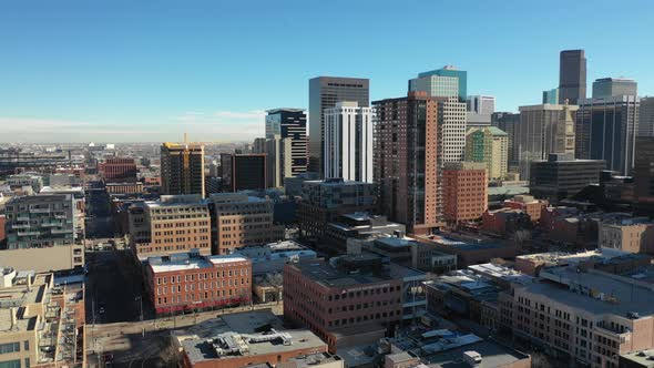 A sunny morning pan over downtown Denver