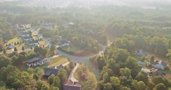 Aerial View on the Small Countryside Town in Summer Boiling Spring South Carolina US