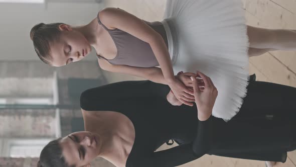 Portrait Of Ballet Teacher With Little Girl In Class