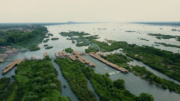 Aerial Kapi Rapid Along Mekong River 4 K