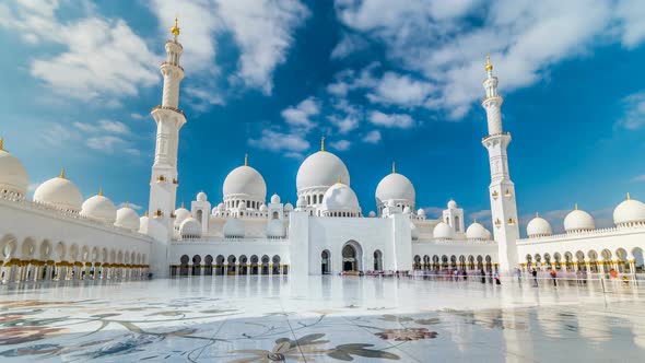 Sheikh Zayed Grand Mosque Timelapse Hyperlapse Located in Abu Dhabi Capital City of United Arab