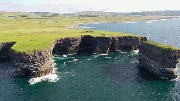 Aerial View of the Dun Briste Sea Stick at Downpatrick Head County Mayo  Republic of Ireland