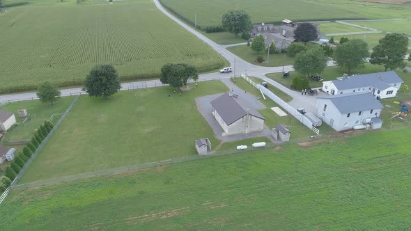 Aerial View of an Amish One Room School House 