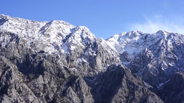 Snowcapped Mountain Peaks in Montenegro