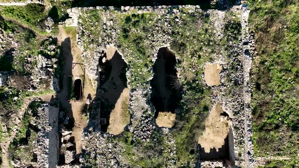 Ruins of an ancient city aerial view
