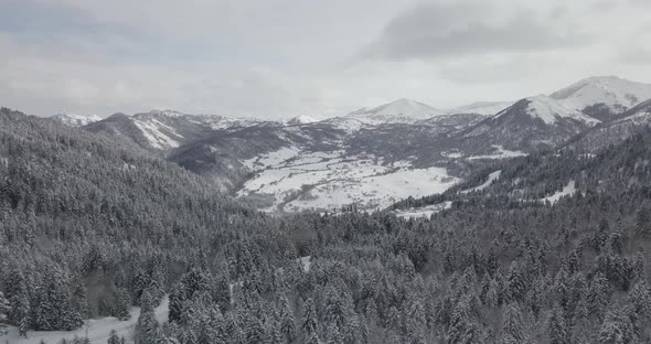 Aerial snowy mountains