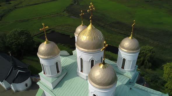 Flying Around the Gilded Domes of the Church