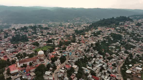 San Cristobal De Las Casas Aerial Drone Mexico Above Green Mountain City Valley Top Notch View