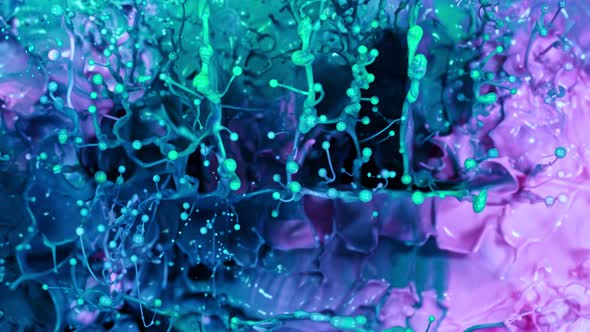 Super Slow Motion Shot of Abstract Splashing Colors at 1000 Fps, Top Shot.