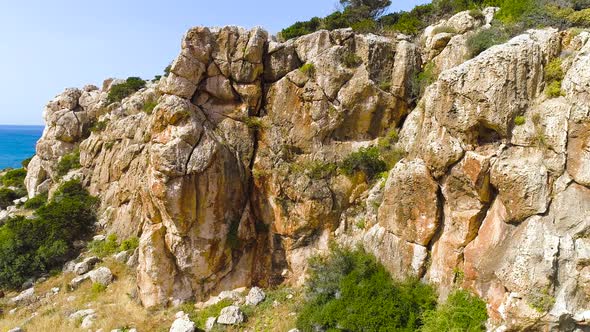 Steep Rocky Cliff Beautiful Tourist Landscape