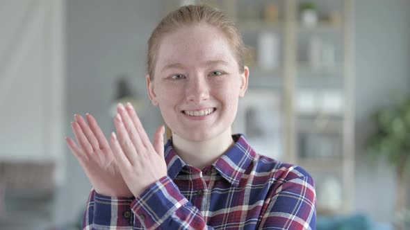 Close Up of Young Woman Clapping