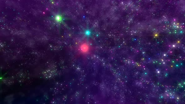 Colorful Galaxy Space Travel Stars Moving Loop Background