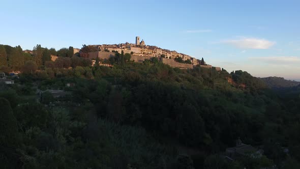 Aerial view of Saint Paul de Vence on top of a hill