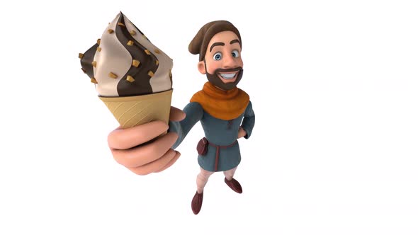 Fun 3D cartoon medieval man with alpha