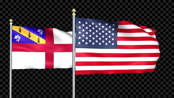 Herm And United States Two Countries Flags Waving