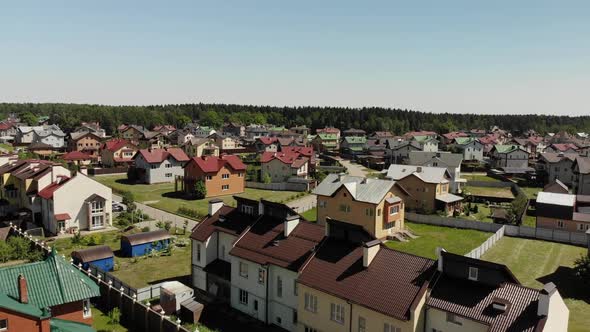 View From Above on Modern Cottage Village Near Moscow Russia