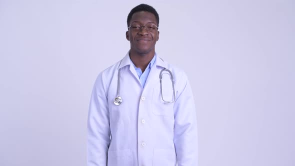 Young Happy African Man Doctor Smiling