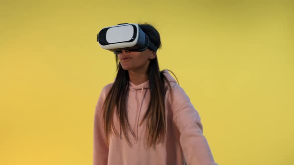 Multiracial Girl Using Virtual Reality Glasses