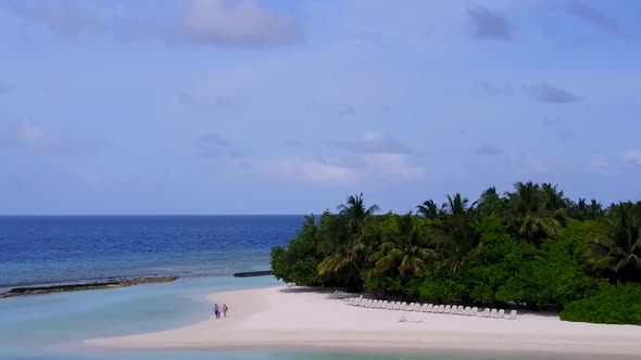 Aerial drone abstract of tropical island beach voyage by sea with sand background