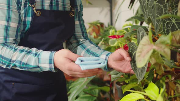 Florist Working in Botanical Garden