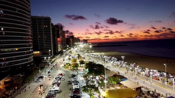 Tropical beach scenery of Fortaleza. Northeast Brazil. Ceara state.