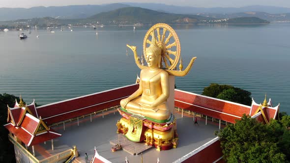 Buddha temple. Aerial view big Buddha statue in Thailand